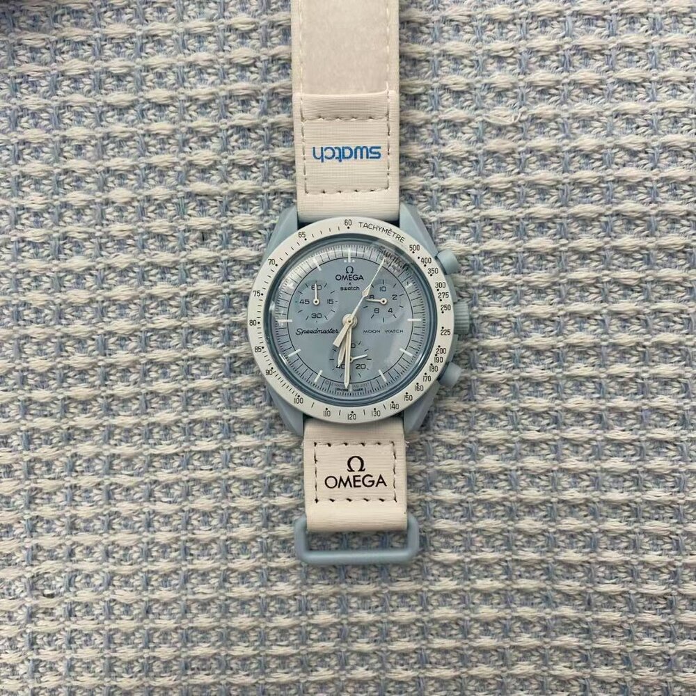 🔥Swatch x Omega Uranus Chronograph | Bioceramic Pale Blue